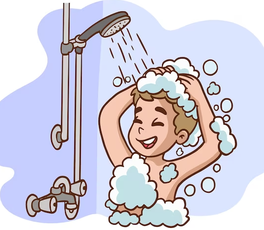 Illustration d'un homme prenant sa douche